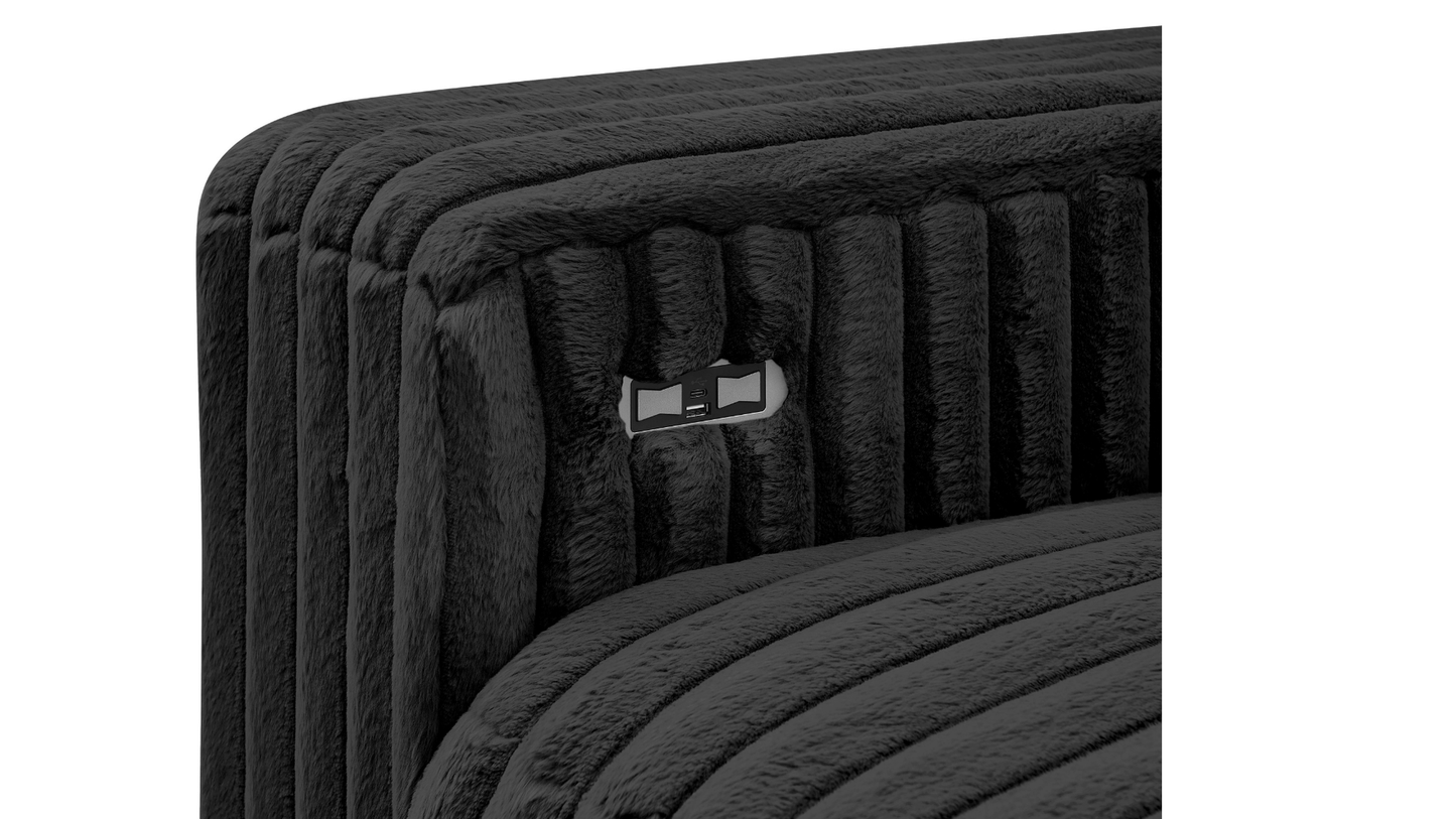 Rana Black Cord Fabric POWER Sectional S3663