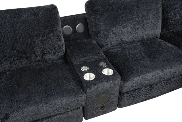 Amelia Charcoal POWER/BLUETOOTH SPEAKERS Reclining Sectional