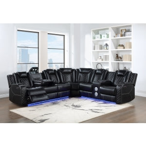 Radiant Black POWER/LED/BLUETOOTH SPEAKERS Reclining Sectional SH8895