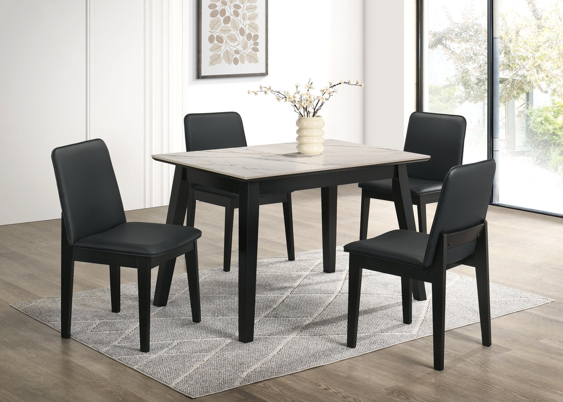 Alan30 Black (Porcelain Table Tab) 5pc Dining Room Set