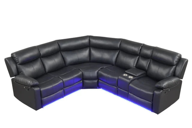 Super Black LED Reclining Sectional