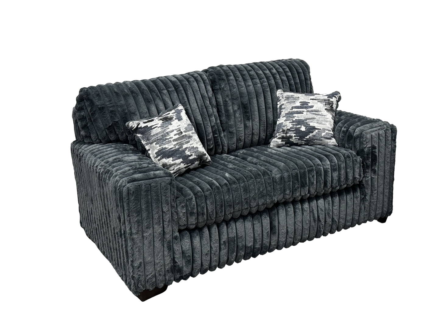 Austin Charcoal Corduroy Fabric Sofa and Loveseat S319