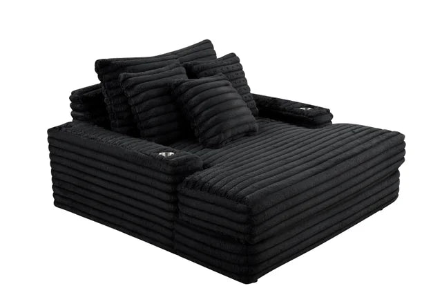 Black Cord Fabric Chaise 1400