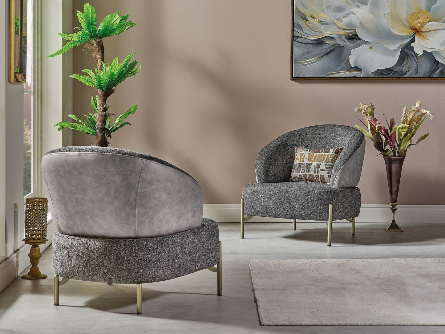 Urla 4-pieces (Sofa & Module Sofa & 2 Chair) Livingroom Set Grey