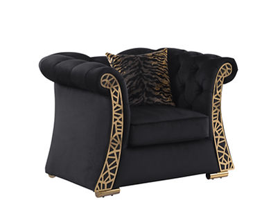 Curamo Black Velvet Sofa and Loveseat S1600