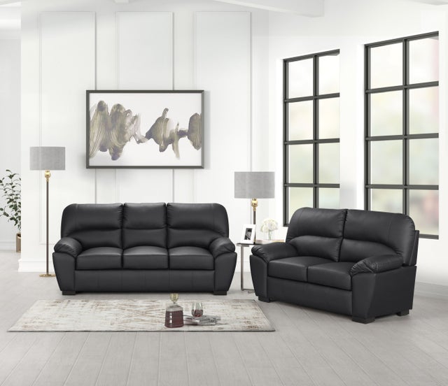 Tiffany Black Leather Living Room Set Harwin Furniture