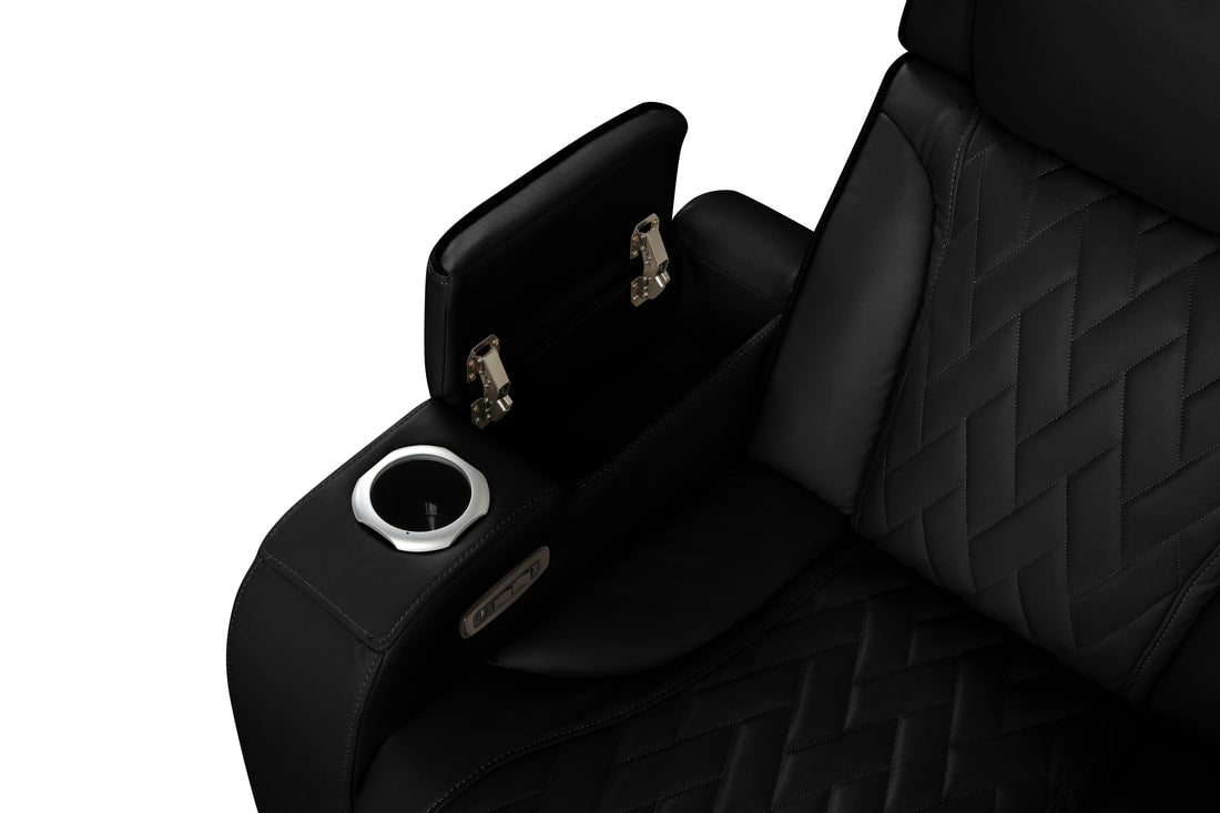 Spain Black POWER/LED/BLUETOOTH SPEAKERS Reclining Sectional (Power Headrests)