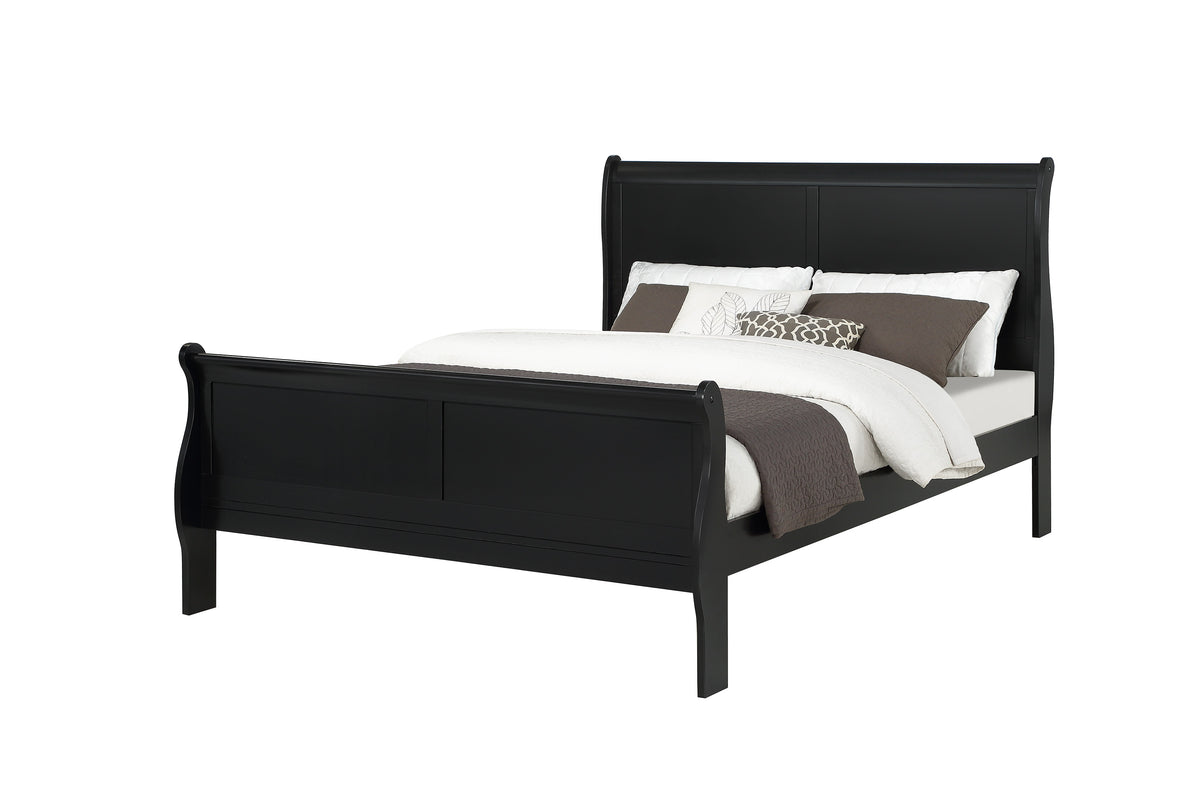 Galaxy Home Louis Phillipe King Sleigh Bed in Black GHF-808857561558