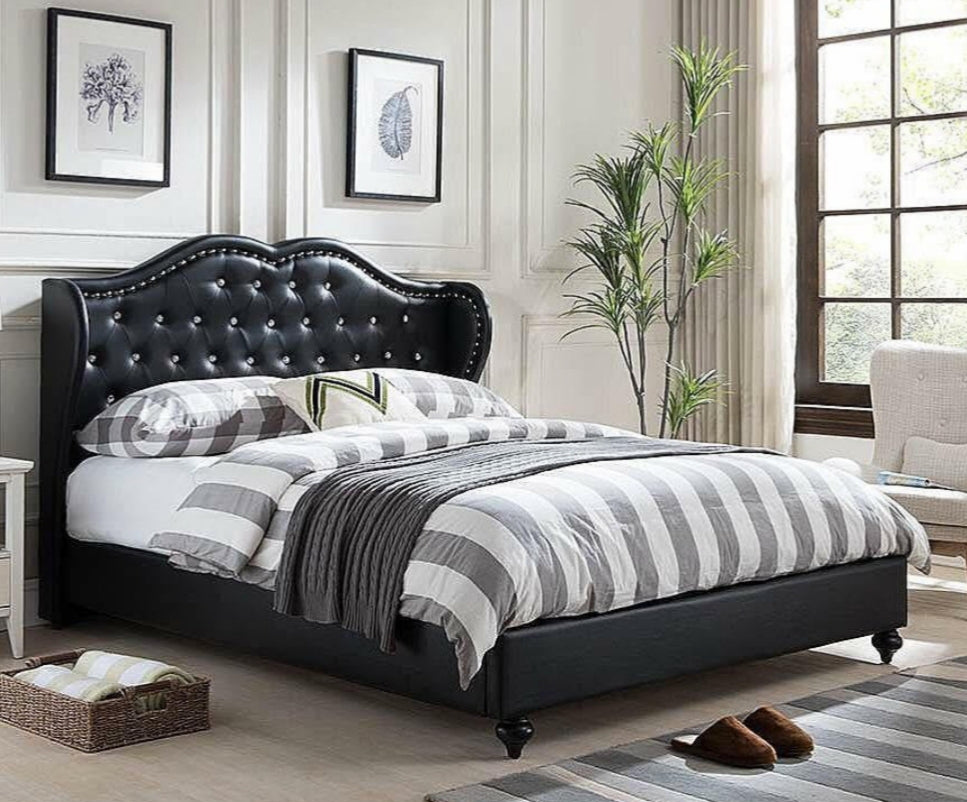 Paradise Black PU Platform Bed King Harwin Furniture