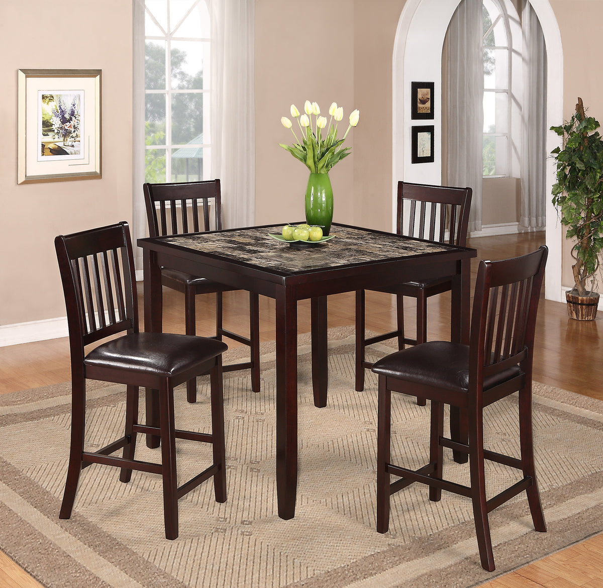 Cascade Faux Marble-Top Counter Height Set | 2740