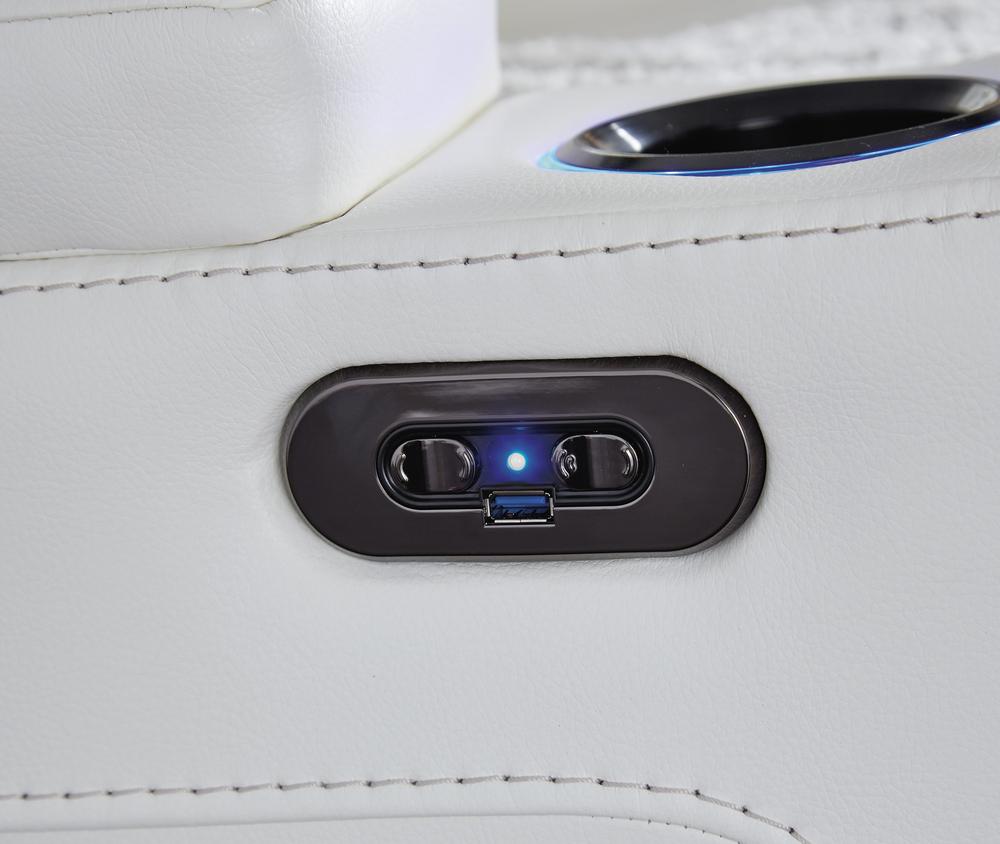 Party Time White LED/POWER Reclining Sofa and Loveseat 37004