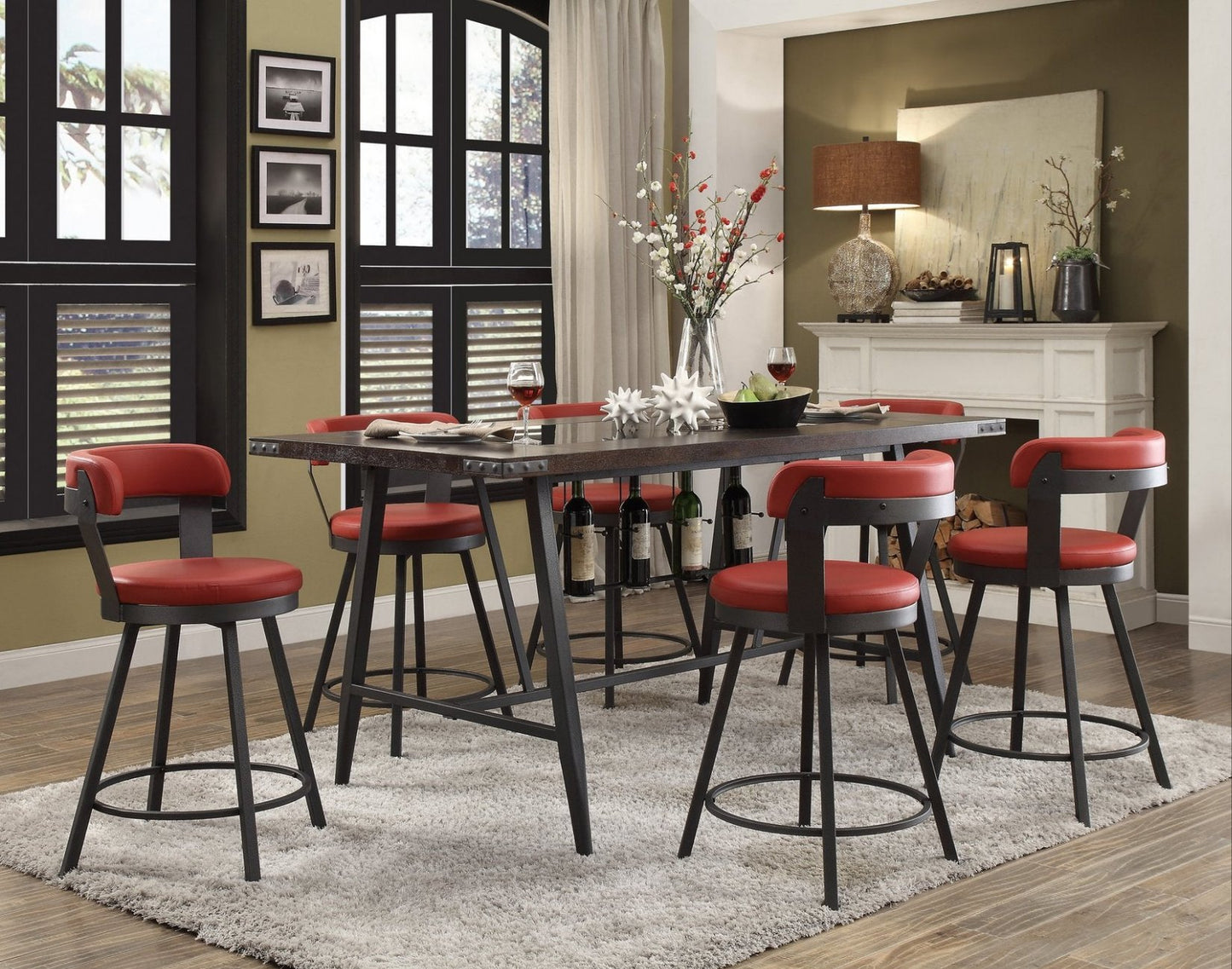 Appert Dark Gray/Red 5pc Counter Height Set | 5566