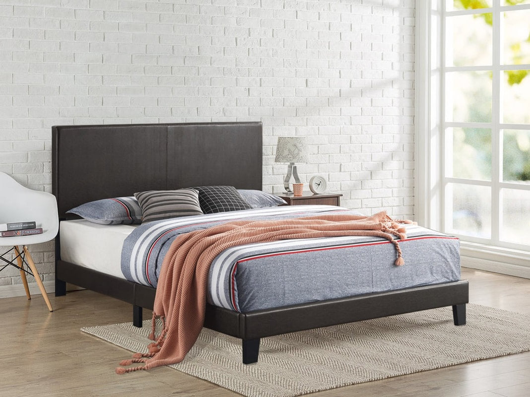 Evan Brown Pu Platform Queen Bed