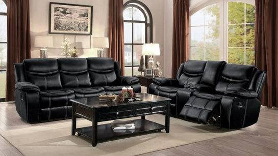 Bastrop Black Reclining Sofa and Loveseat 8230
