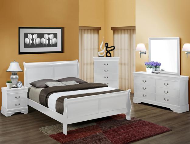 Louis Philip White Full Sleigh Bed