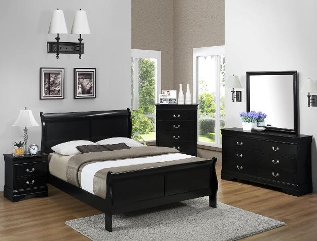 Louis Philip Black Twin Sleigh Bed