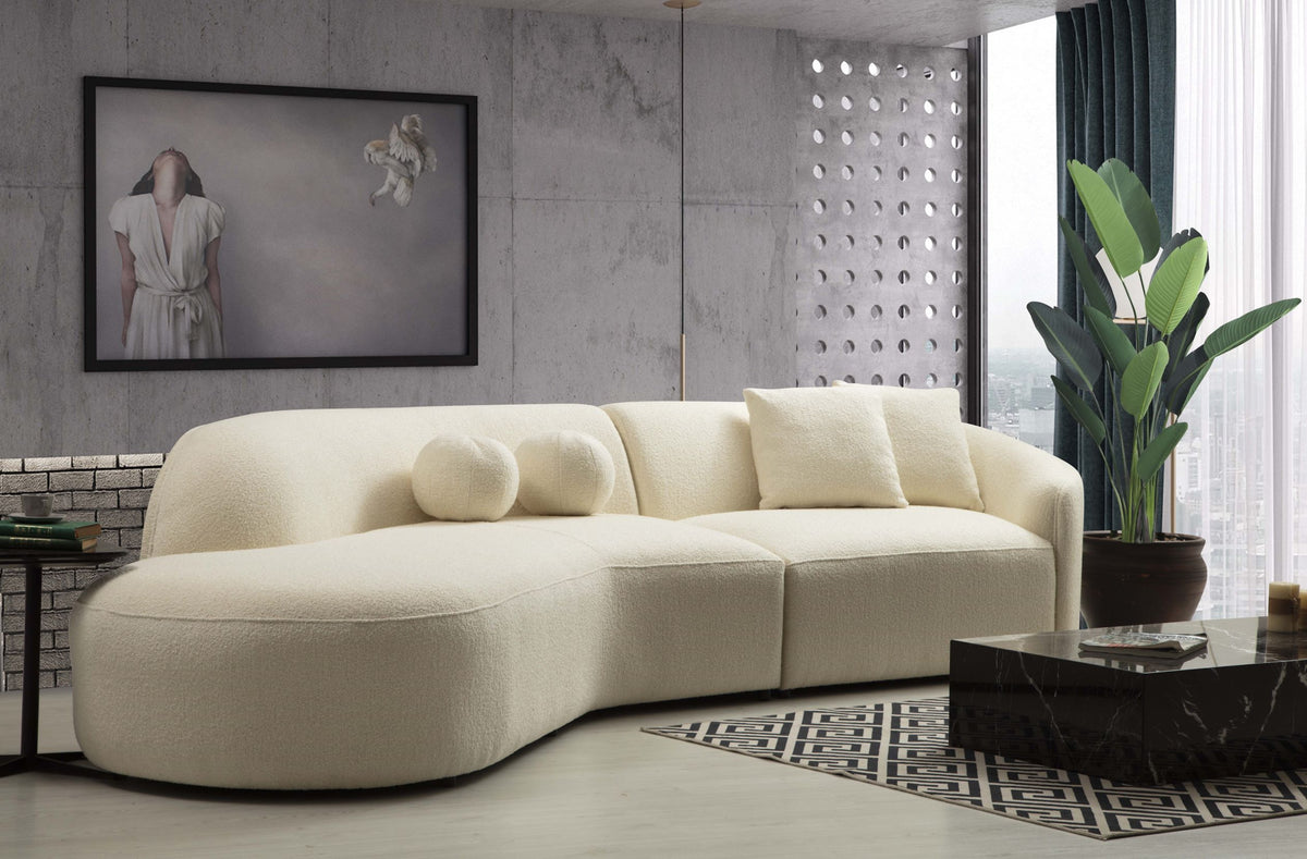 Cloe Ivory Boucle Curved LAF 134" Sectional