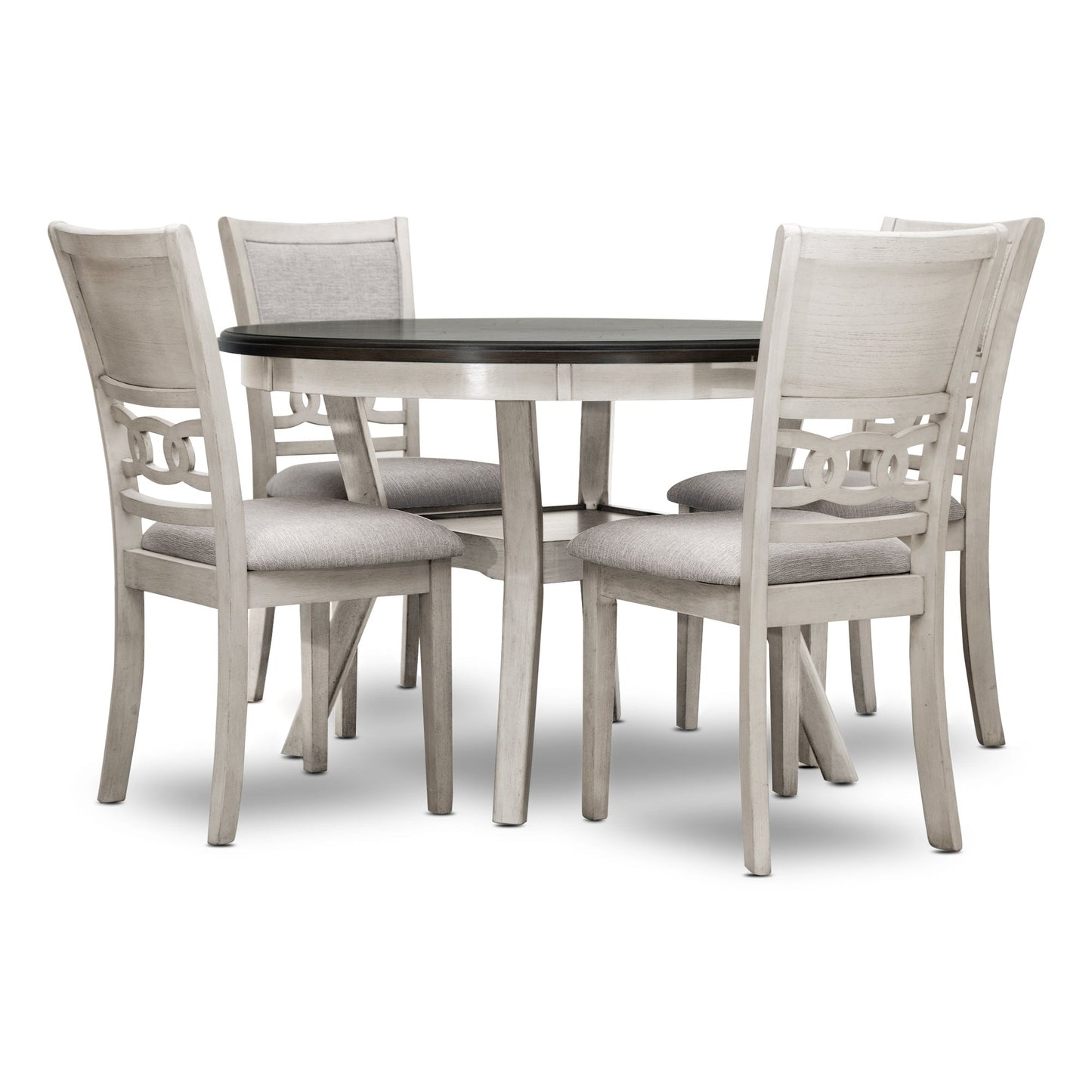 Mia White/Brown 5pc Dining Room Set SH1155
