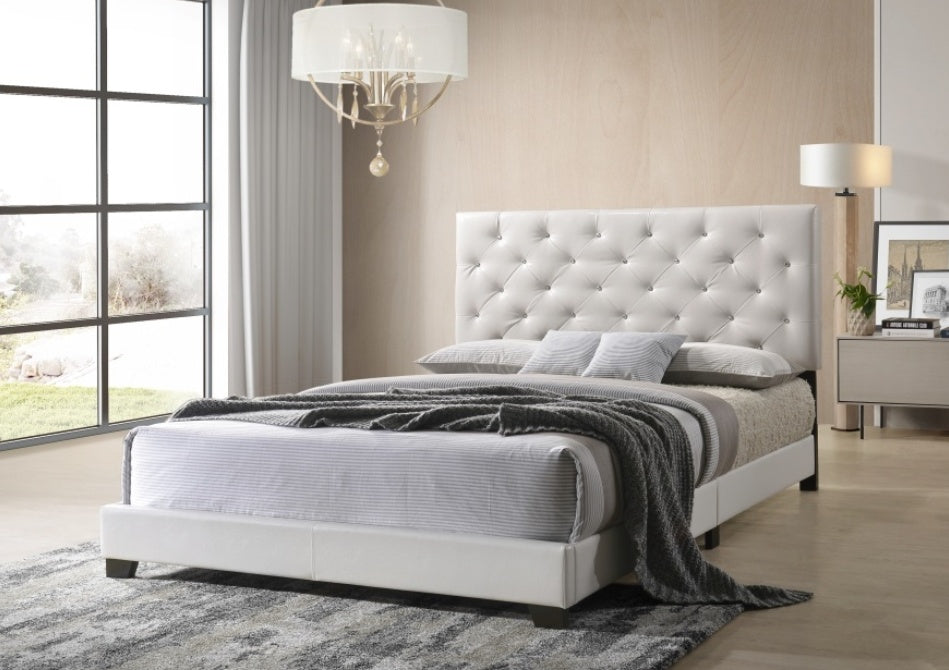 Nelly Queen Panel Bed White PU HH2018