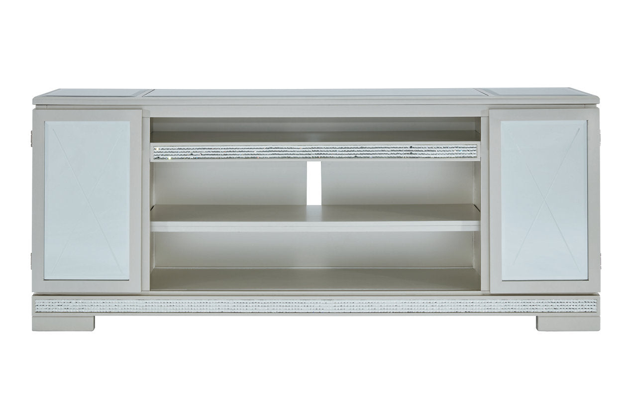 Flamory Silver 72" TV Stand W910-68 - Harwin Furniture