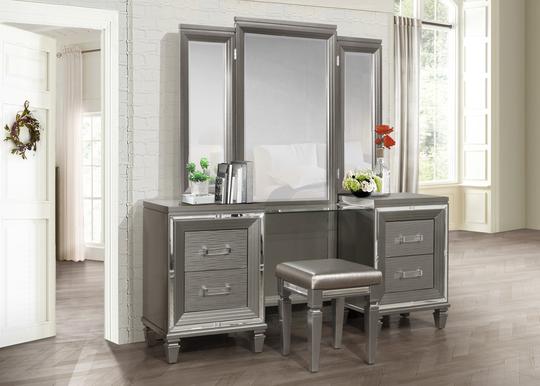 Tamsin Grey Vanity Set with Stool 1916 - Harwin Furniture
