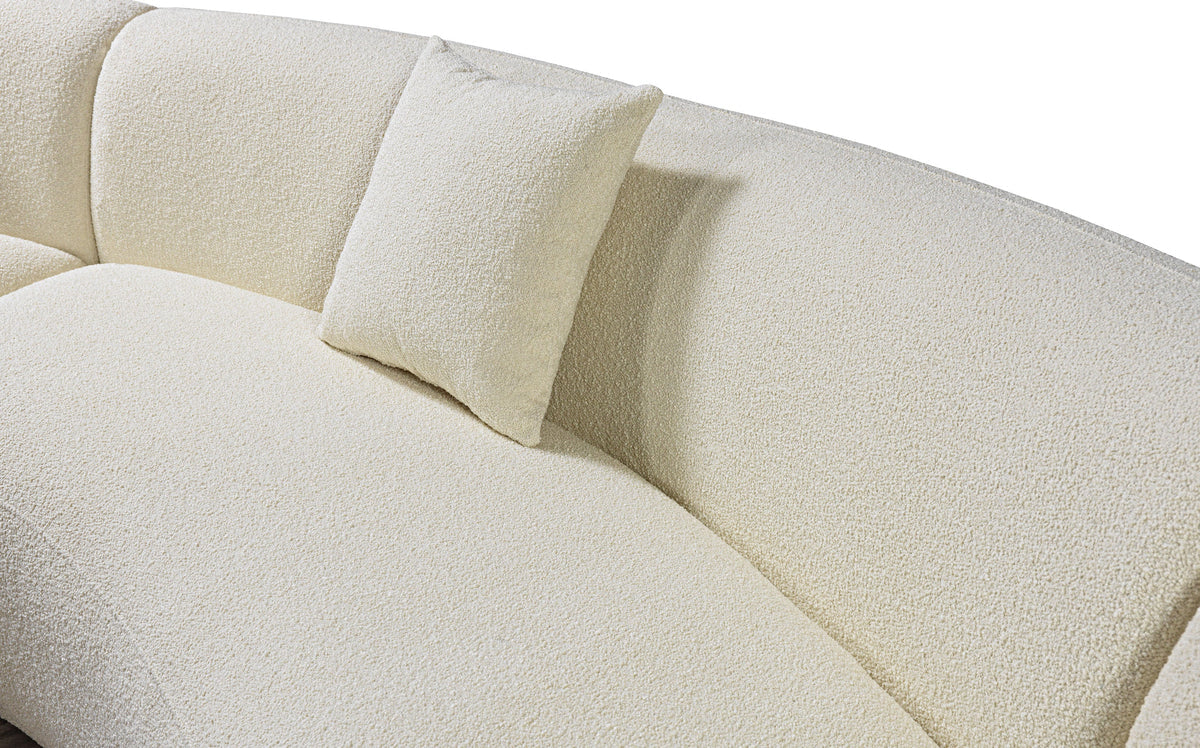 Bonita Ivory Boucle 3pc Curved 138" Sectional