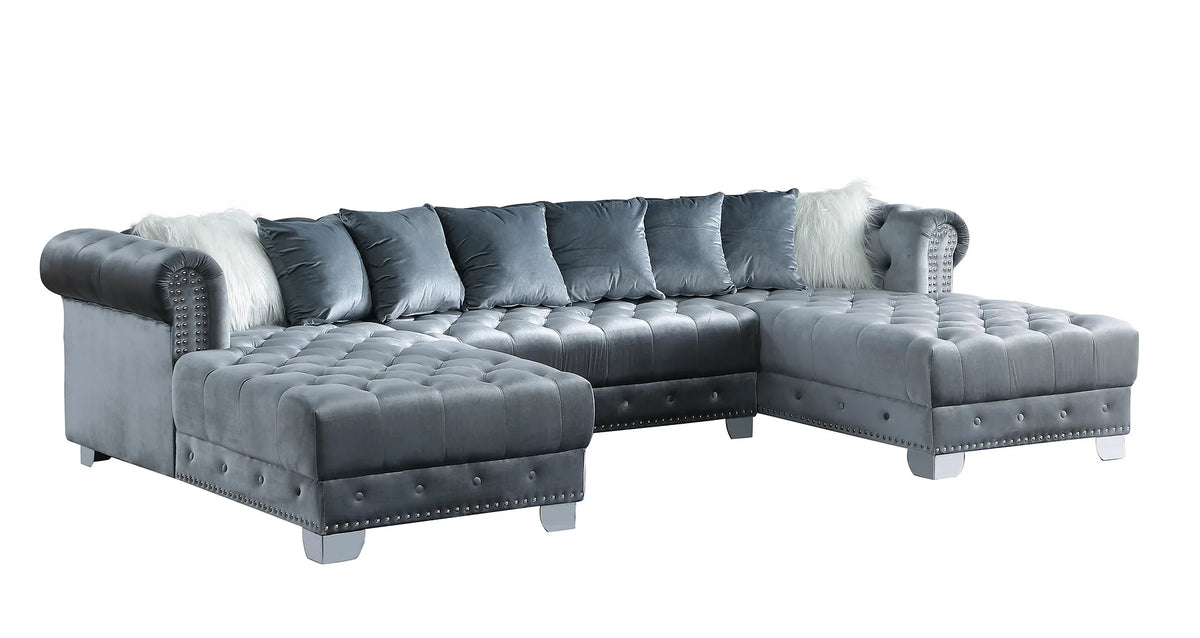 Jordan II Grey Velvet Sectional S6350 Harwin Furniture