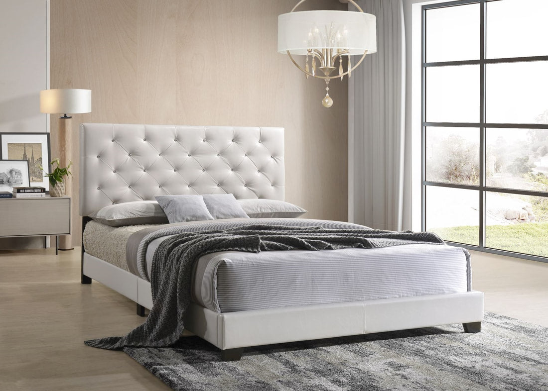 Nelly Twin Panel Bed White PU HH2018