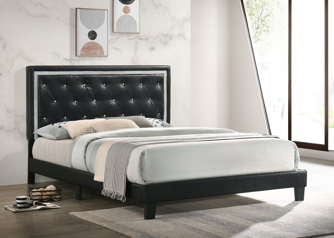 Passion Black Pu Platform Full Bed