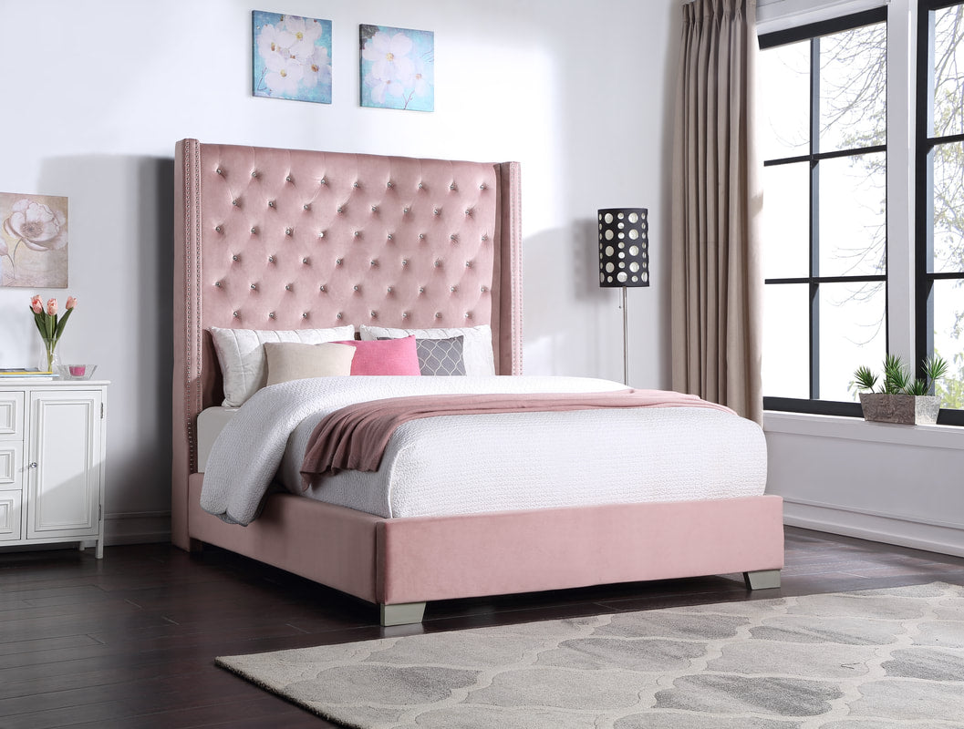 Pink Velvet 6FT King Bed |HH321
