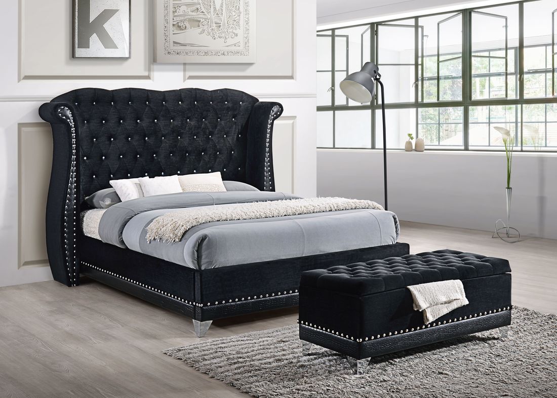 Luxor Black Queen Platform Bed without ottoman