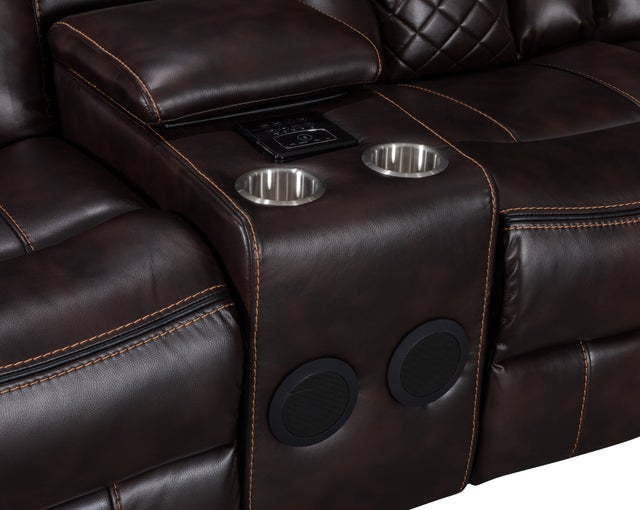 Alexa2023 Brown LED/BLUETOOTH SPEAKERS Reclining Sectional