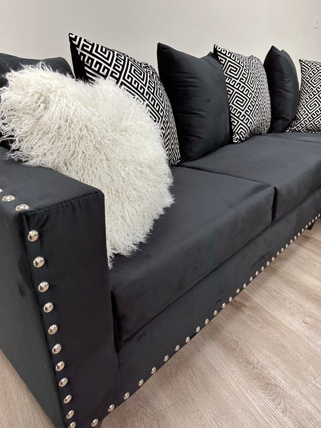 Rosa Black Velvet Sectional Sofa 200