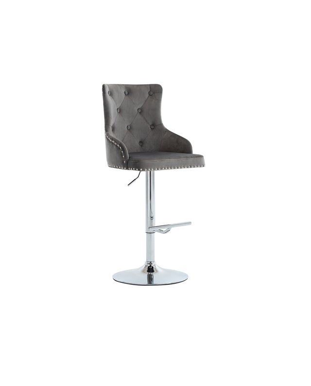 Bella Grey Velvet Barstool