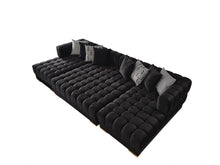 Load image into Gallery viewer, Ariana Black Velvet Rectangle Ottoman