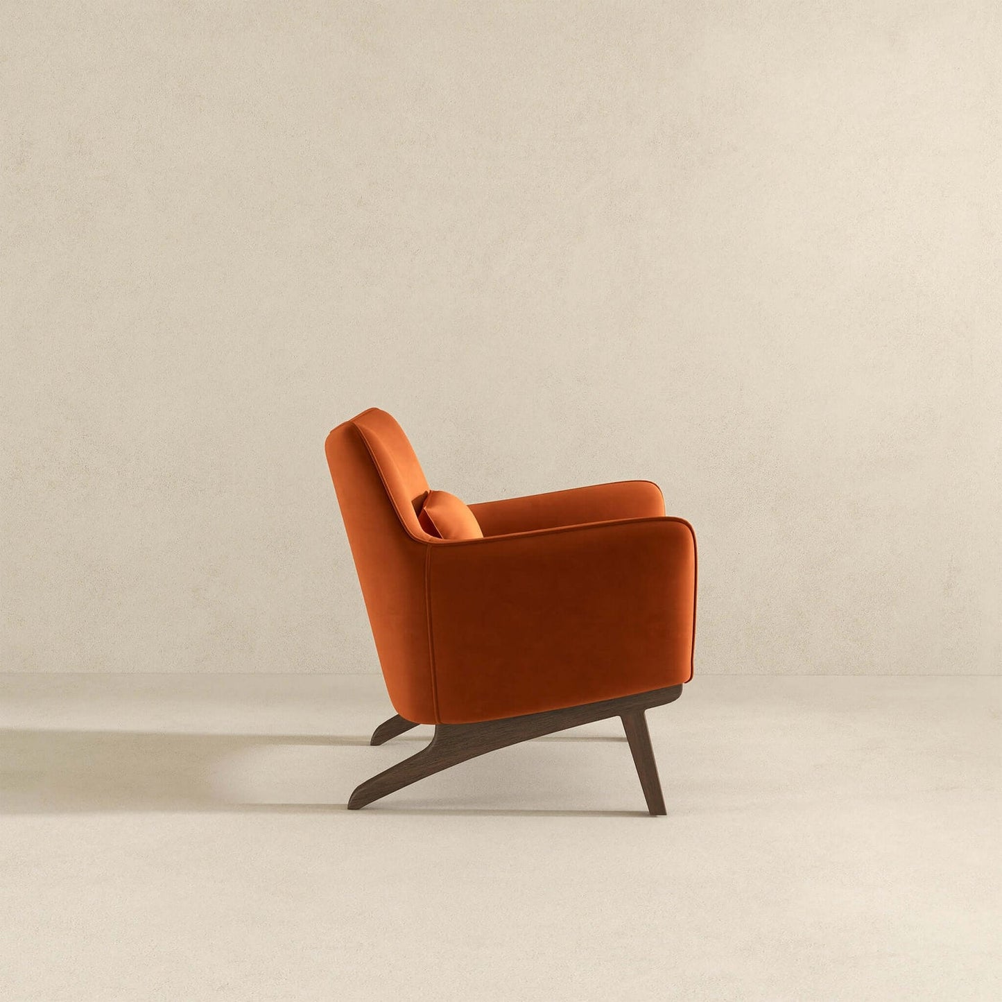 Brayden Mid Century Modern Burnt Orange Velvet Armchair