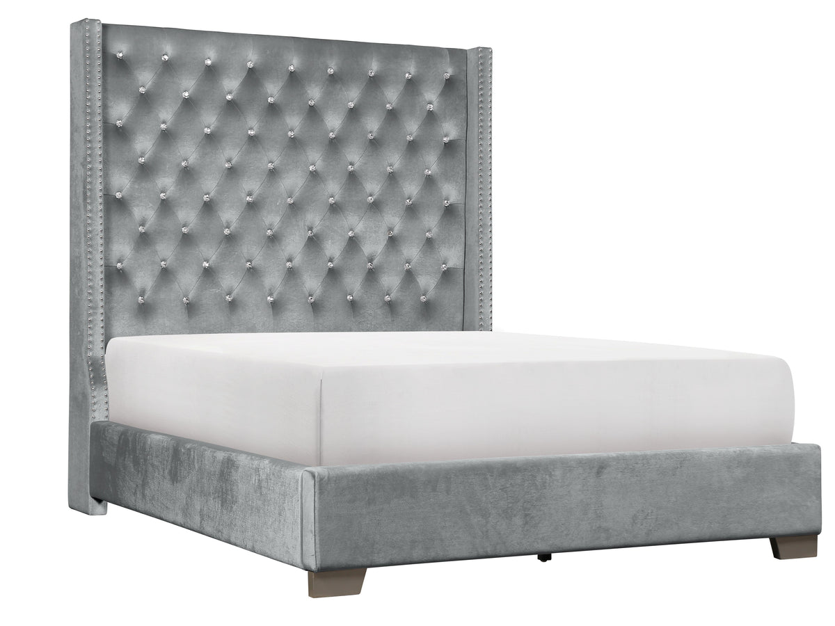 Franco Gray Velvet King Upholstered Bed

SH228