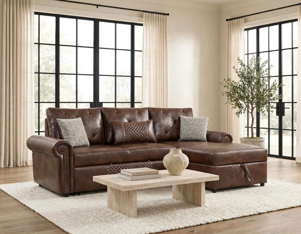Bellina Brown Sectional With Pull-Out Bed
