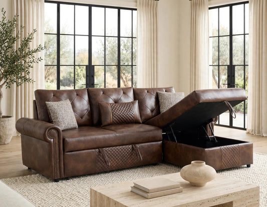 Bellina Brown Sectional With Pull-Out Bed