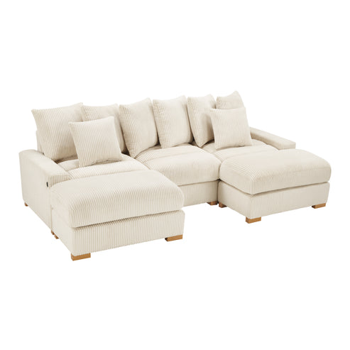 Azura Cream Corduroy Fabric Sectional S551