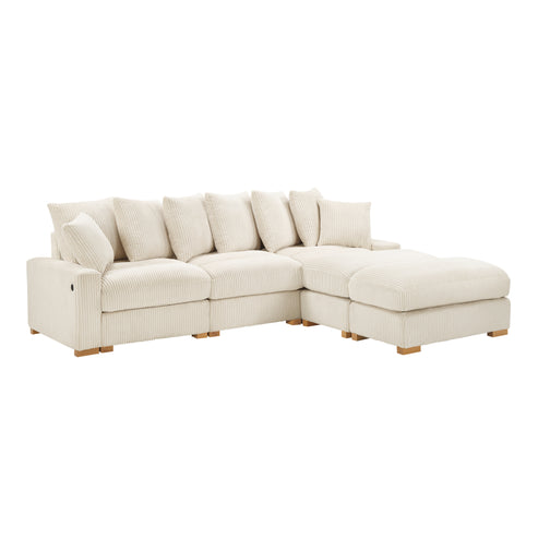 Azura Cream Corduroy Fabric Sectional S551