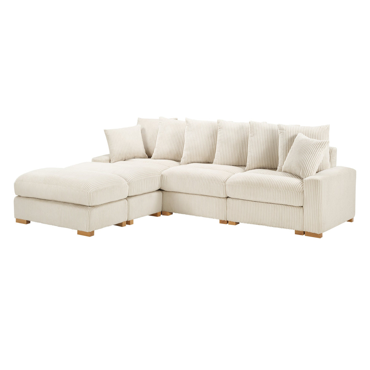 Azura Cream Corduroy Fabric Sectional S551