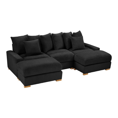 Azura Black Corduroy Fabric Sectional S551