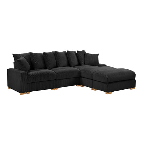 Azura Black Corduroy Fabric Sectional S551
