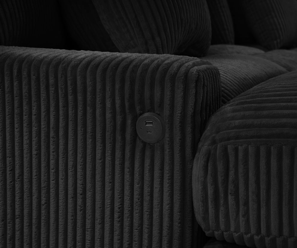 Azura Black Corduroy Fabric Sectional S551