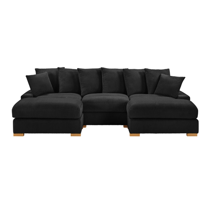 Azura Black Corduroy Fabric Sectional S551