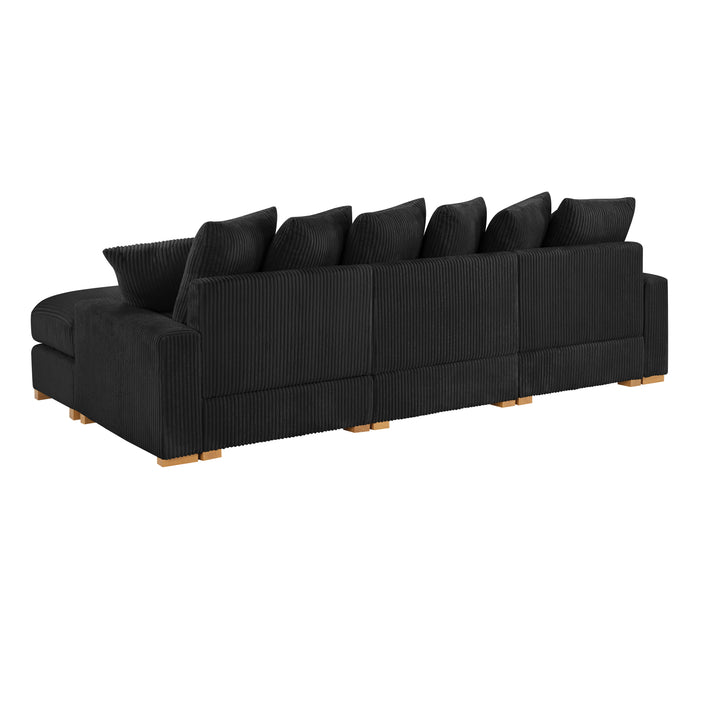 Azura Black Corduroy Fabric Sectional S551