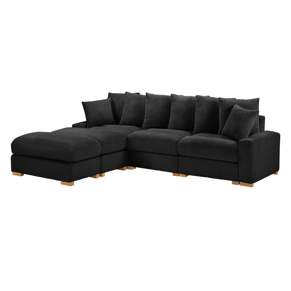 Azura Black Corduroy Fabric Sectional S551