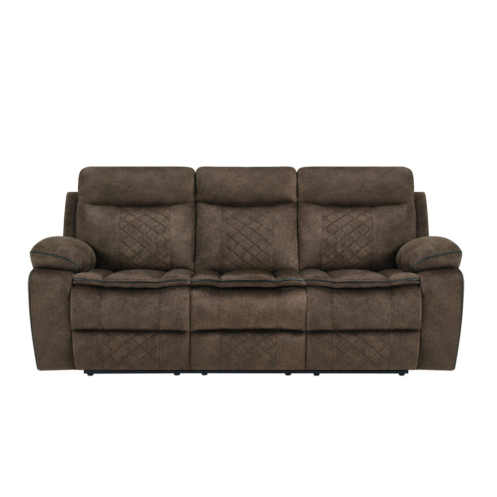 Liz Brown Microfiber Reclining Living Room Set S3037