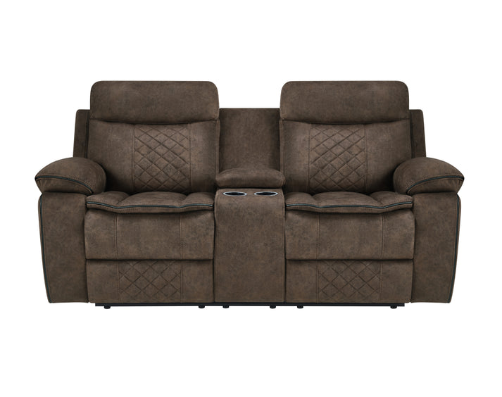 Liz Brown Microfiber Reclining Living Room Set S3037
